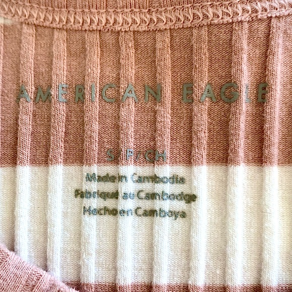 American Eagle mauve pink and white striped tank top size s thicker material - Picture 2 of 2